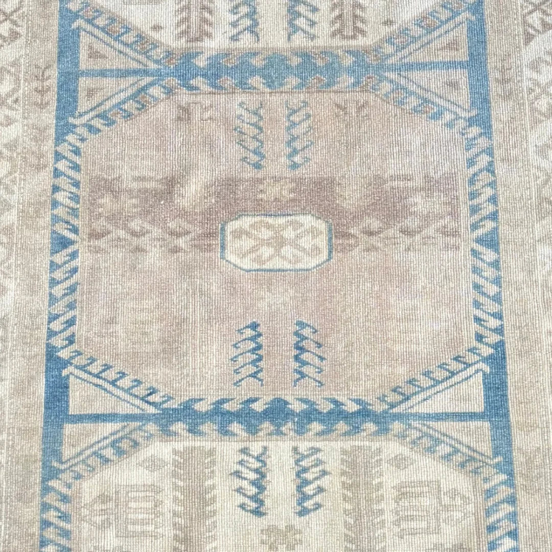 Anadol Blue – Vintage Handwoven Anatolian Wool Runner | 2.11' x 5.09'