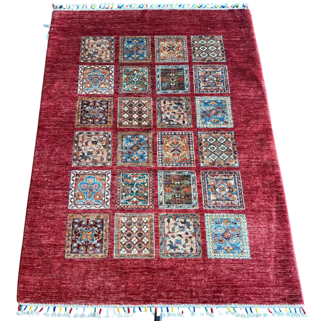 Handwoven Afghan Wool Rug – 4'3" x 5'11"