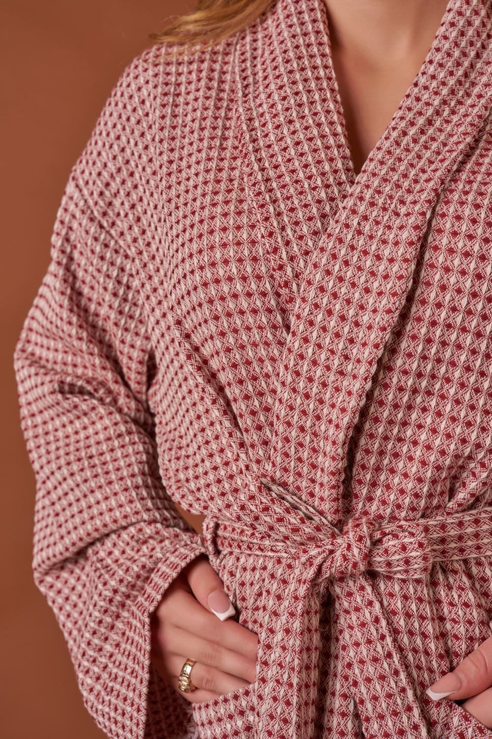 Red Waffle Bathrobe from Turkey