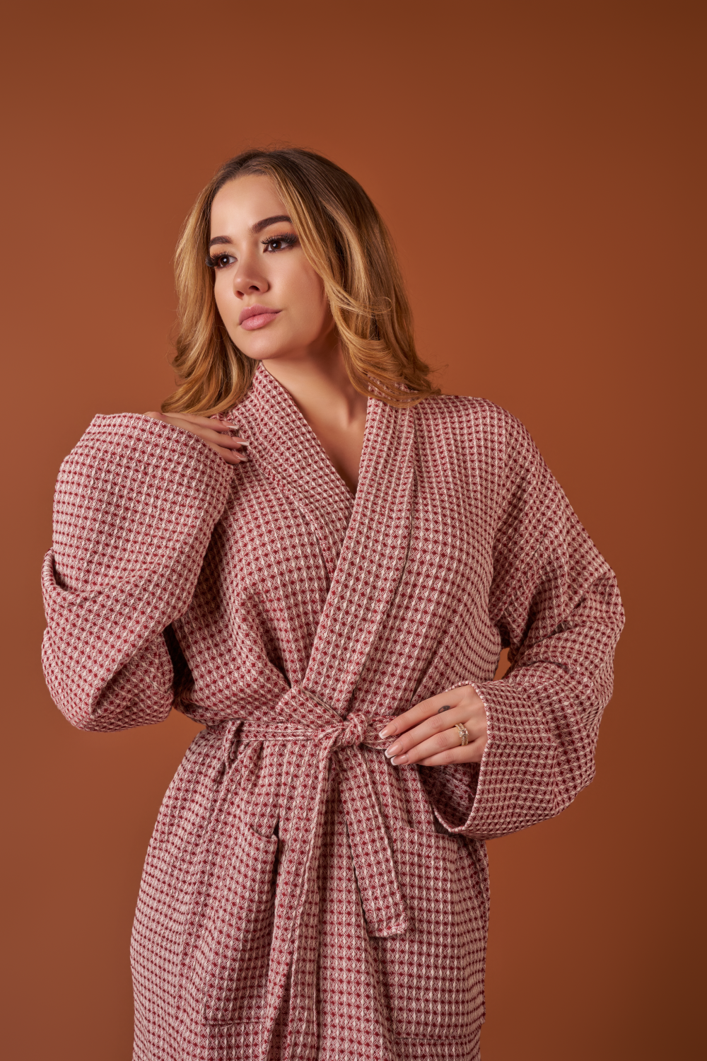 Red Waffle Bathrobe from Turkey