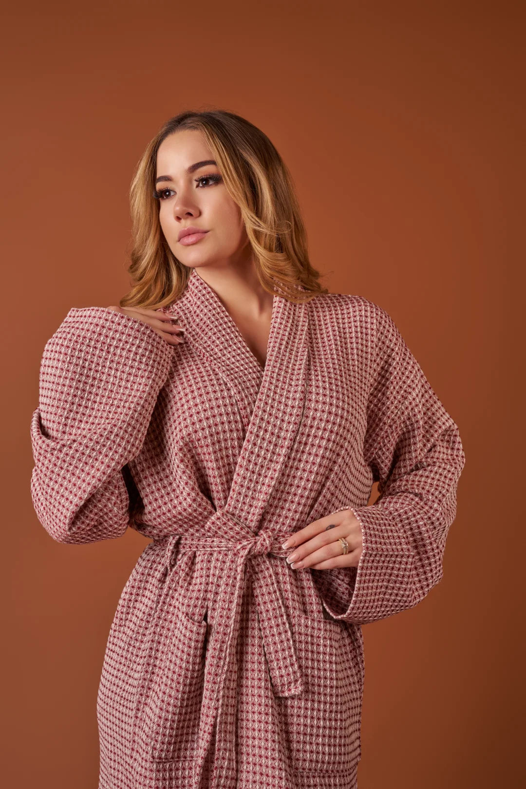 Waffle Weave Peshtemal Bathrobe | Red