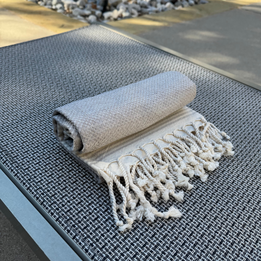 Handwoven Peshtemal Towel – Beige Waffle