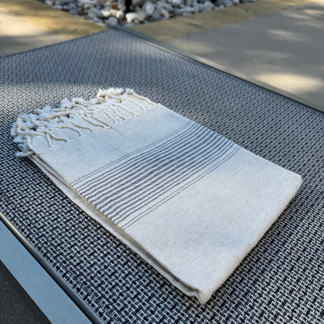 Handwoven Peshtemal Towel – Black Stripe