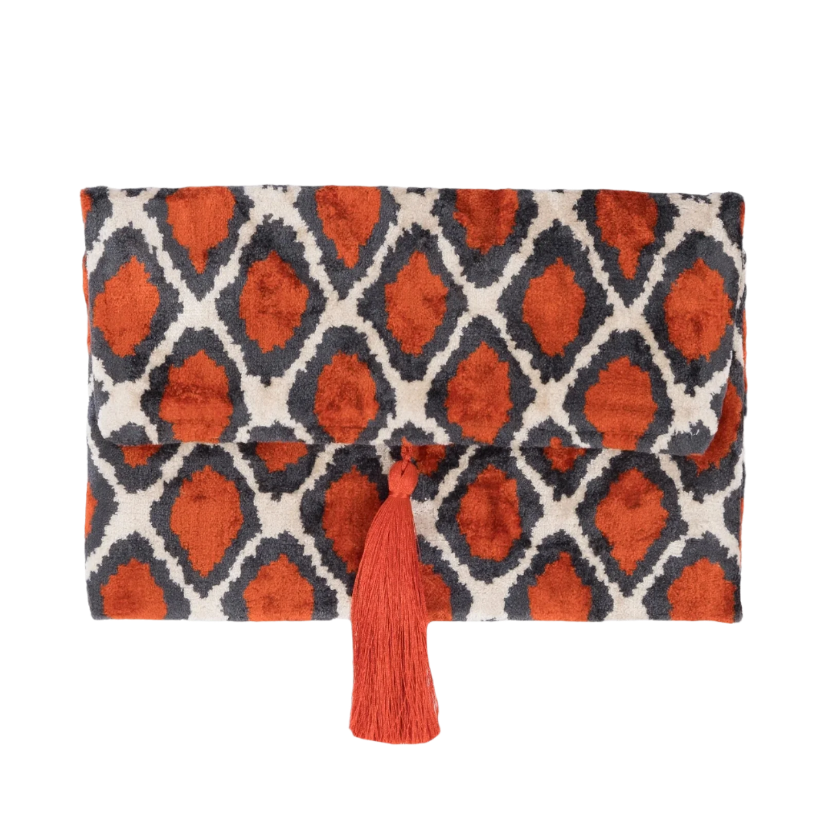 Diamond Silk Velvet Clutch | Amber - Anthracite
