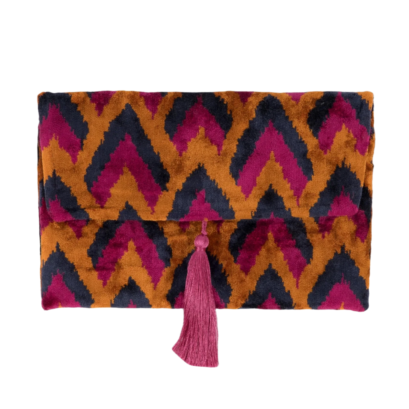 Chevron Silk Velvet Clutch | Purple & Cinnamon
