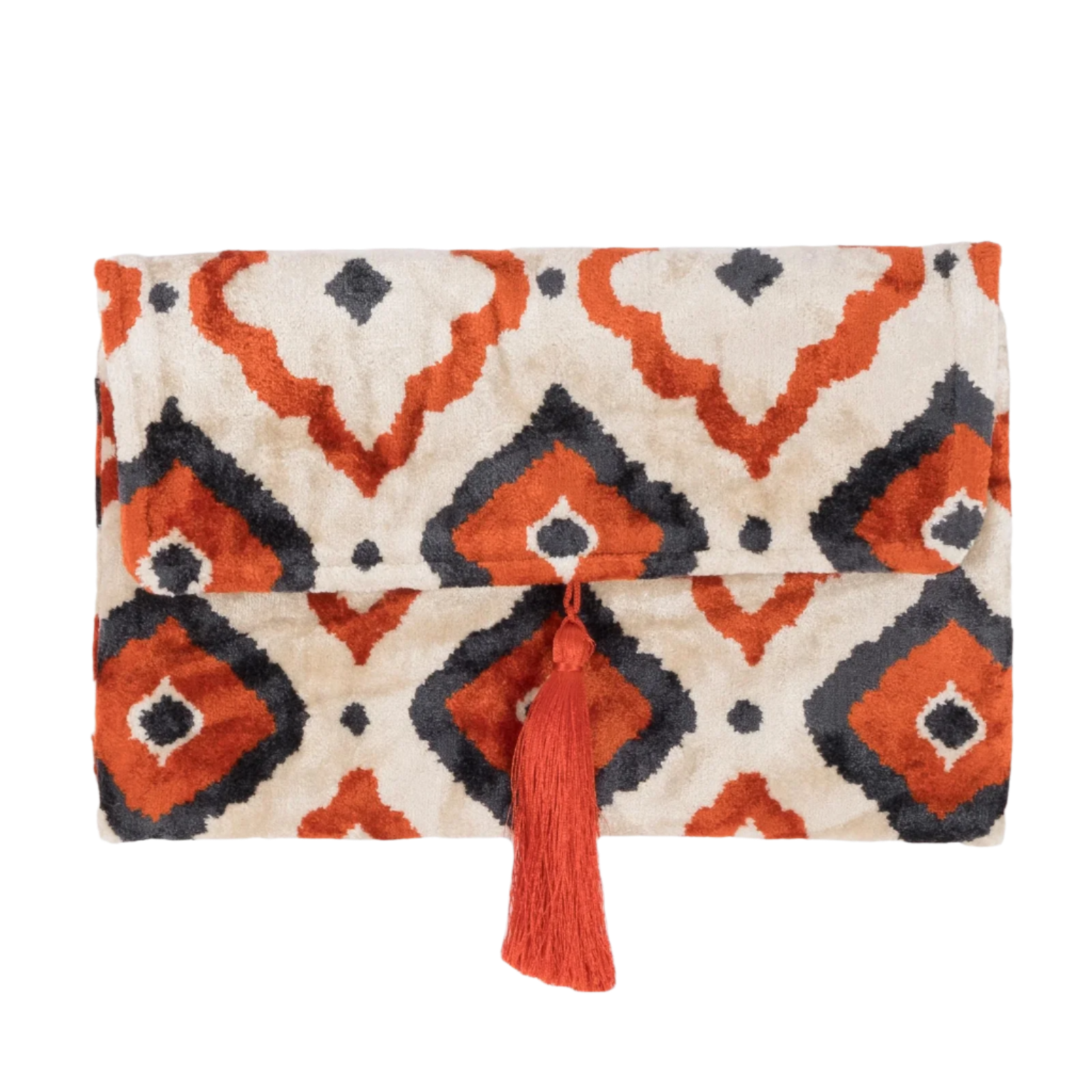 Amber Diamond Ikat Silk Velvet Clutch | The Artisan’s Soul