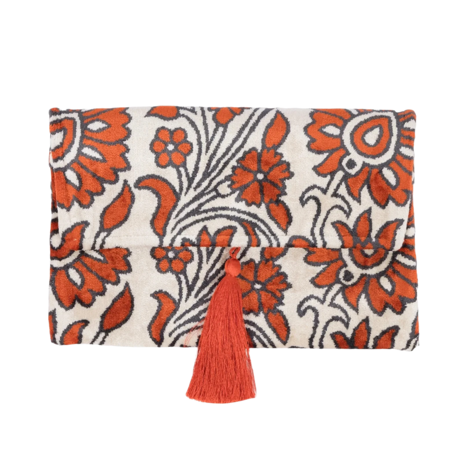 Carnation Silk Velvet Clutch | Amber - Anthracite