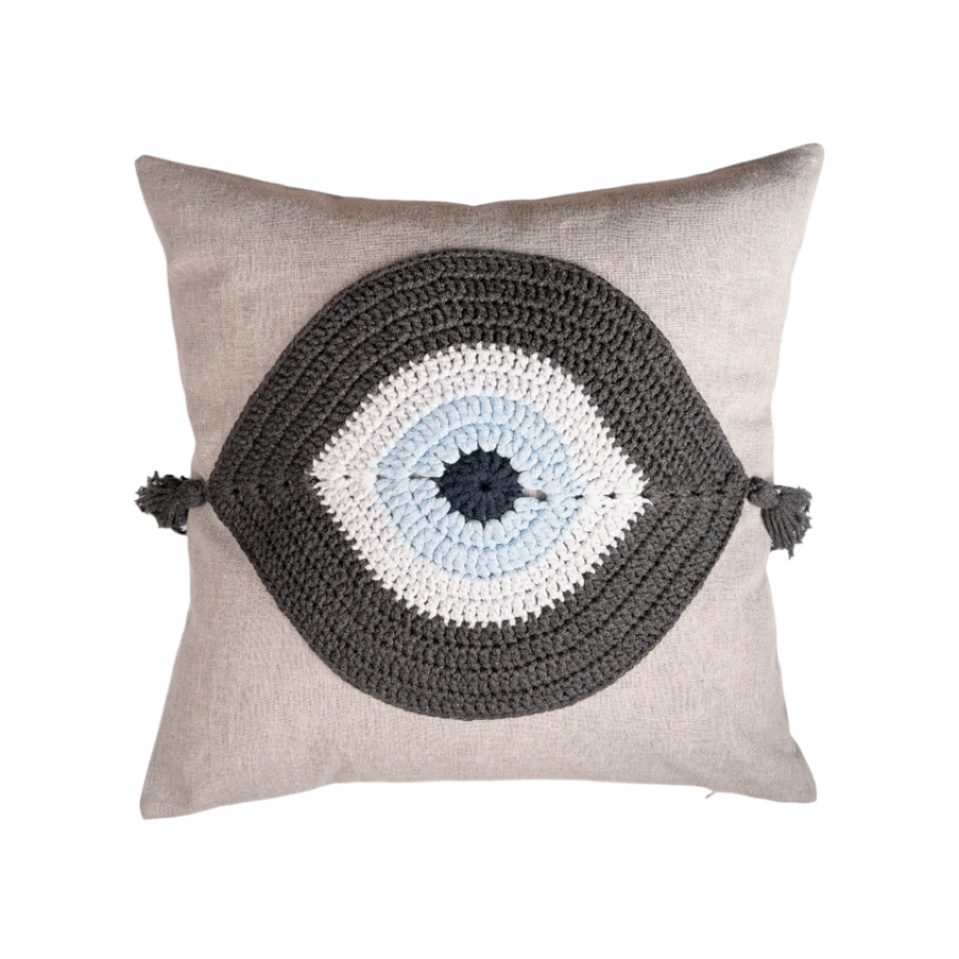 Evil Eye Pillow Cover Gray