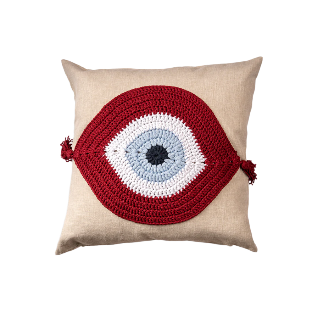 Evil Eye Pillow Cover Red
