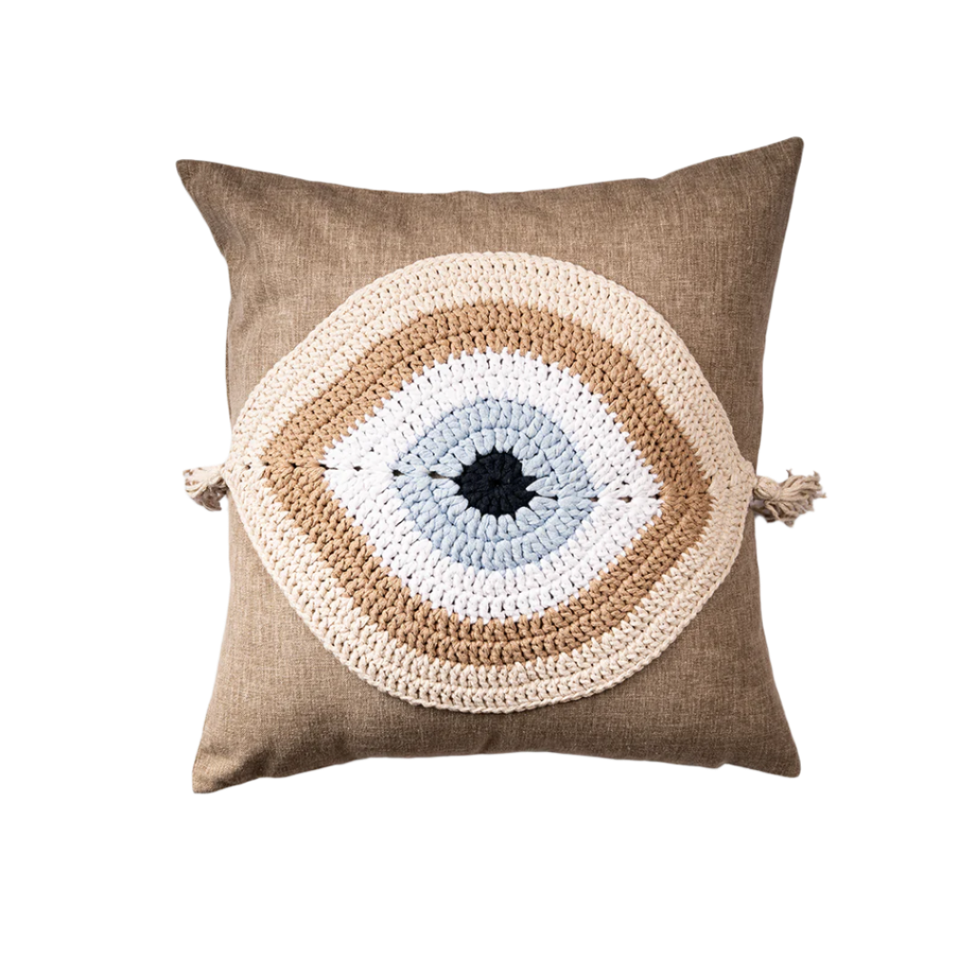 Evil Eye Pillow Cover Beige