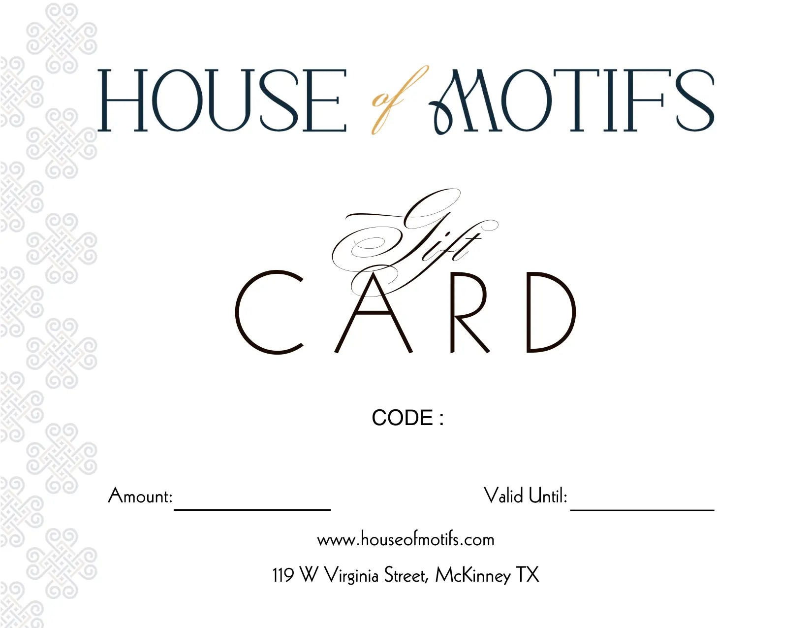 House Of Motifs Gift Card