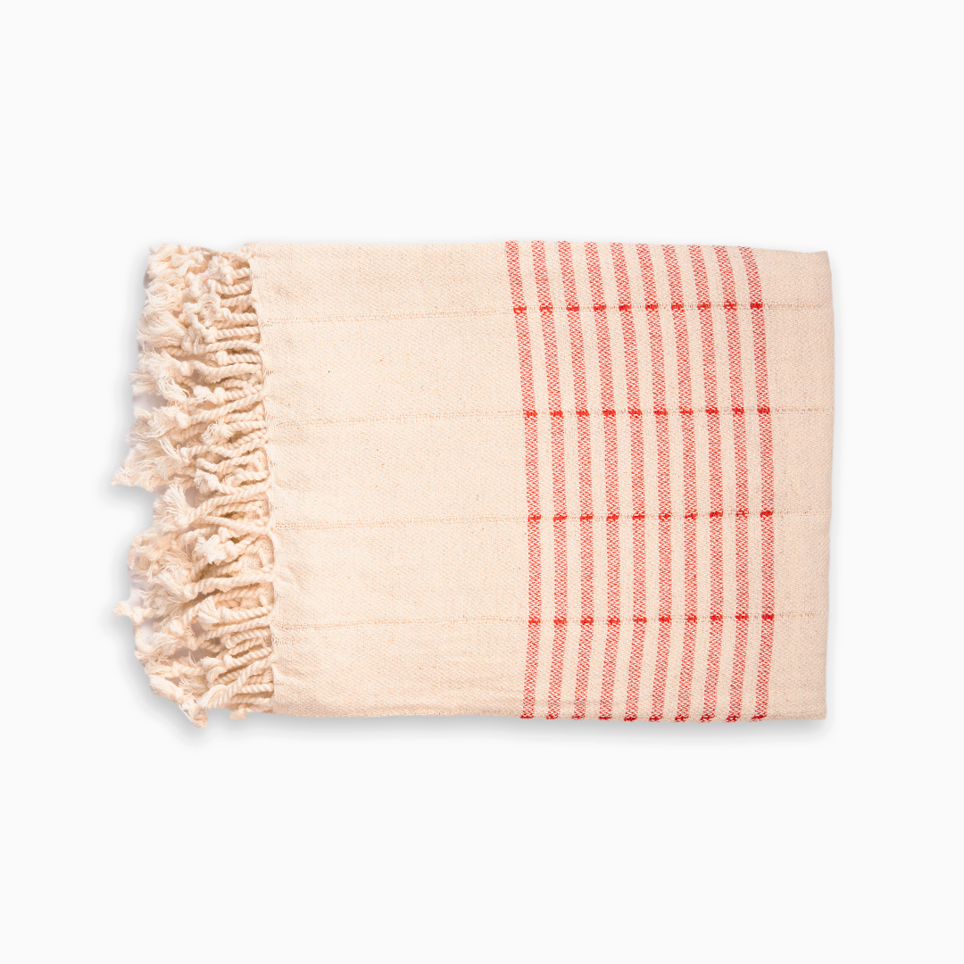 Handwoven Peshtemal Head Towel – Red Line