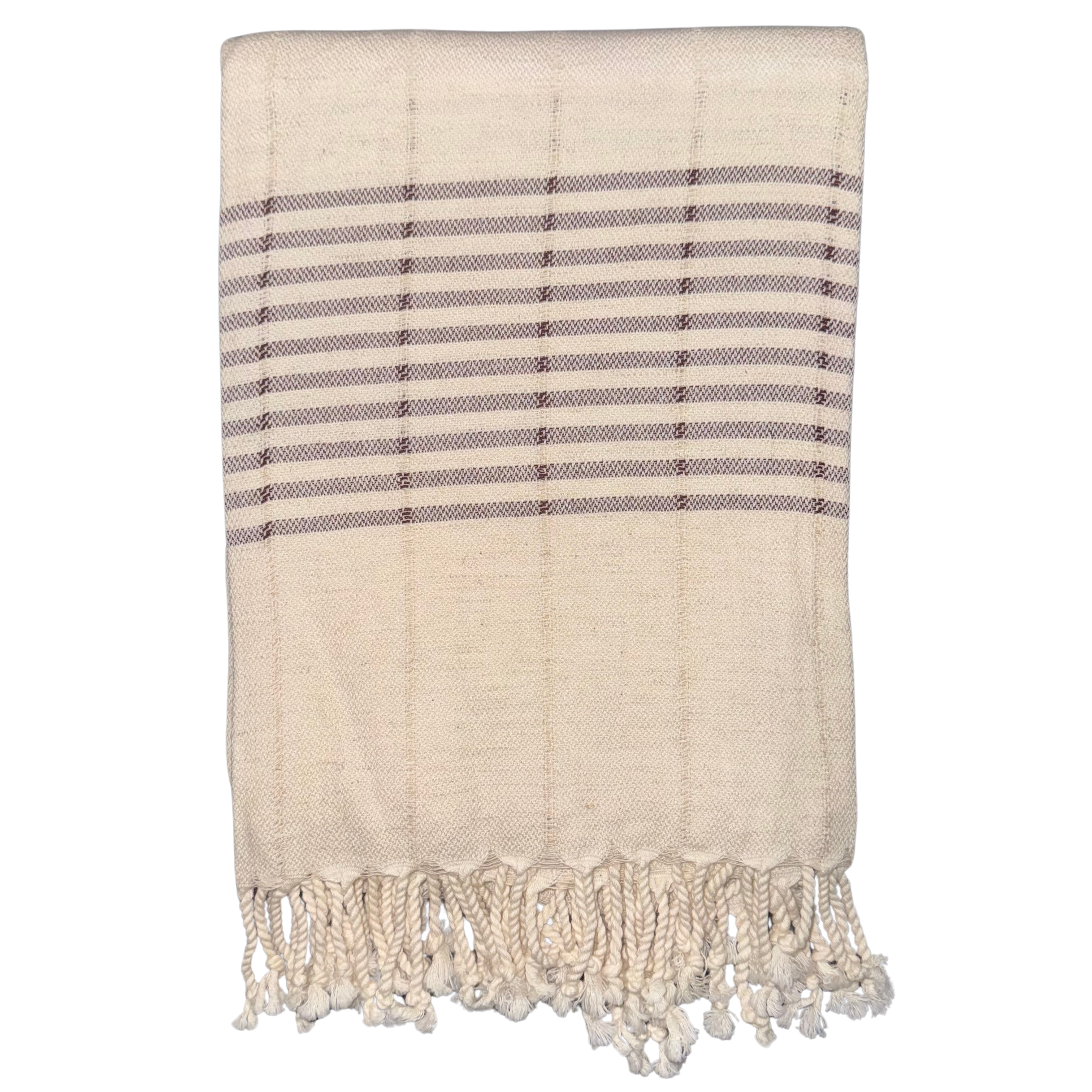 Handwoven Peshtemal Towel – Line Light Brown