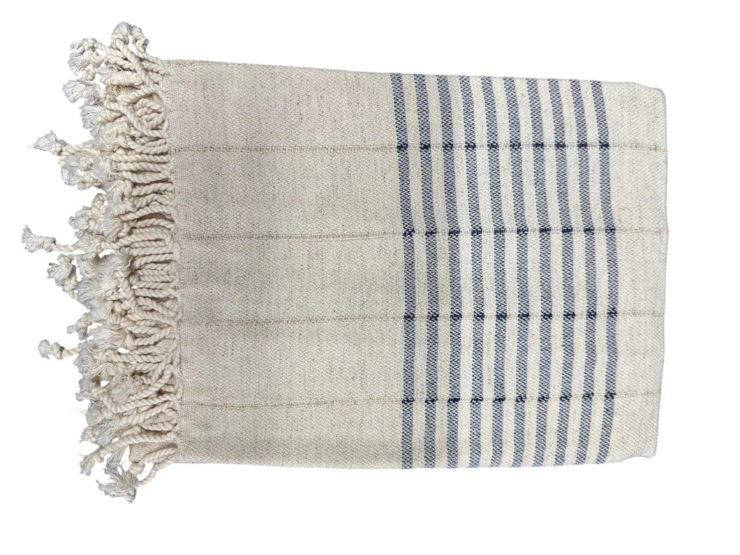 Handwoven Peshtemal Towel – Navy Line