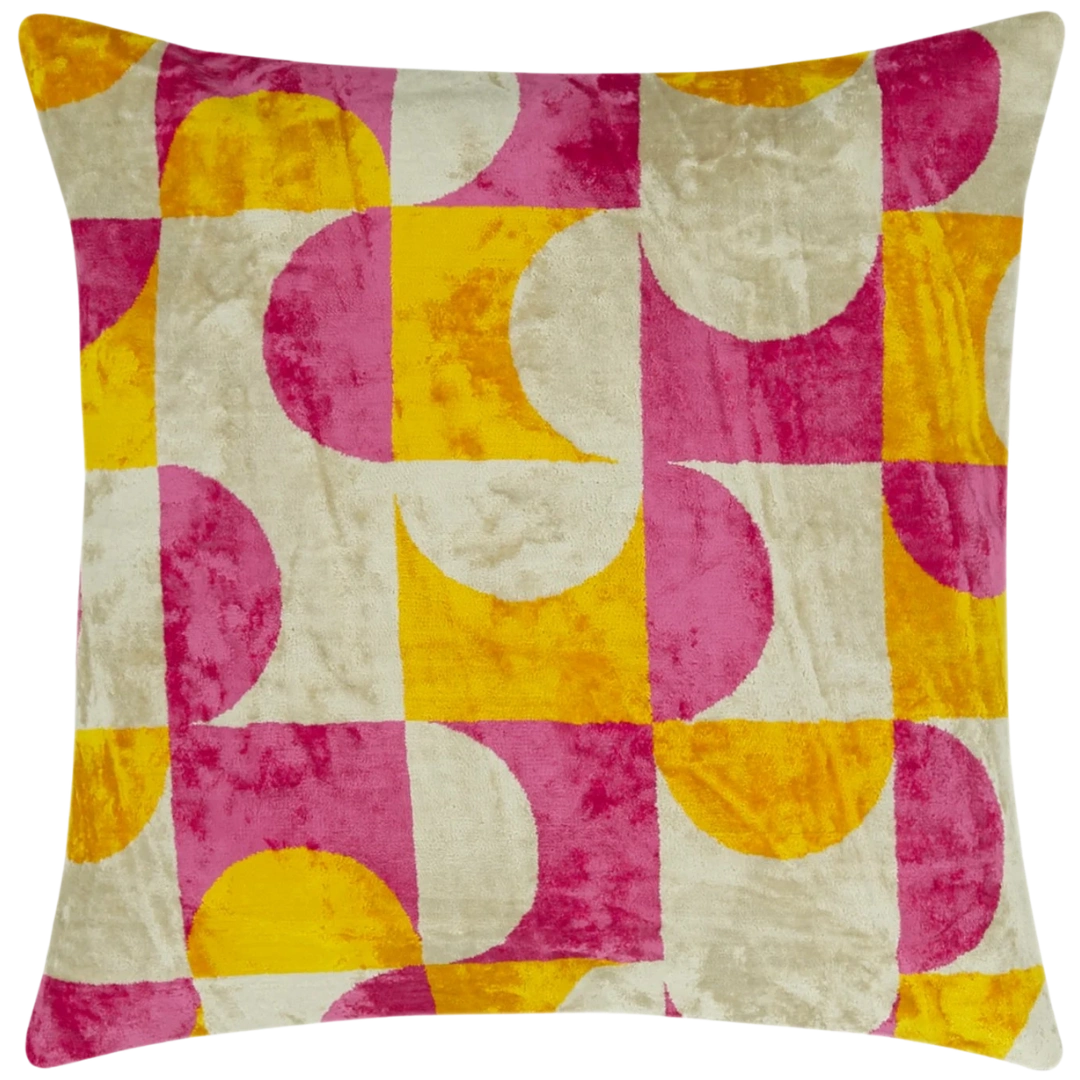 Sillk Velvet Pillow Cover Multicolor Pattern Square