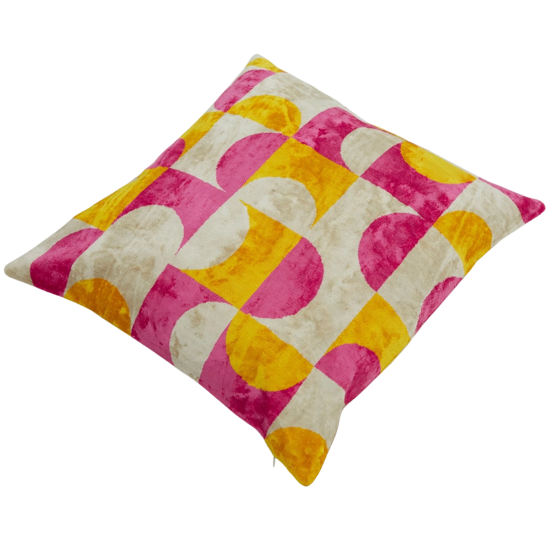 Sillk Velvet Pillow Cover Multicolor Pattern Square