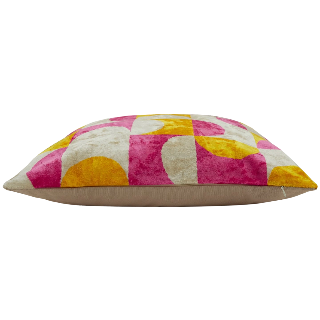 Sillk Velvet Pillow Cover Multicolor Pattern Square