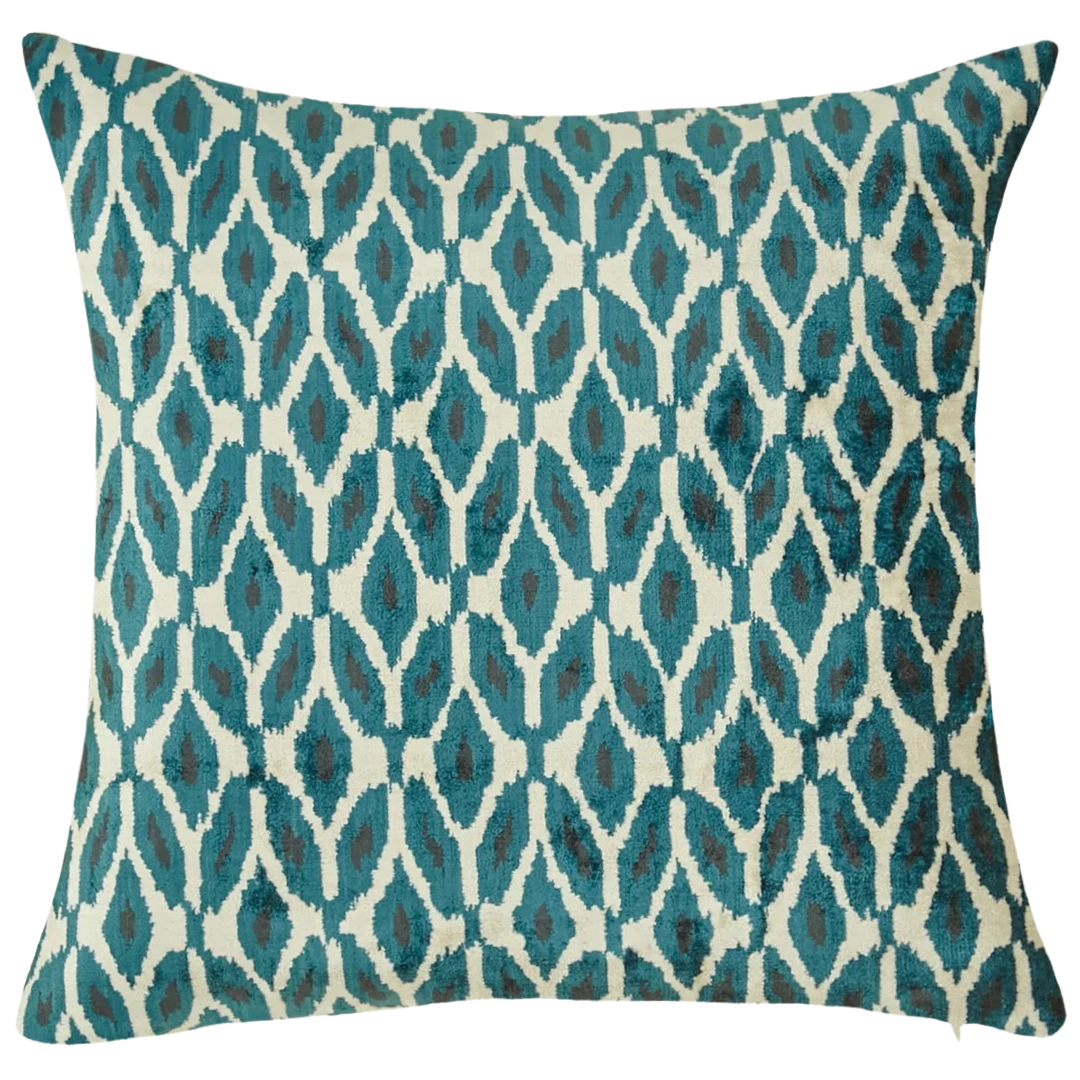 22 X 22 inch blue anthracite beige multicolor pattern Silk Velvet Pillow Cover name petal
