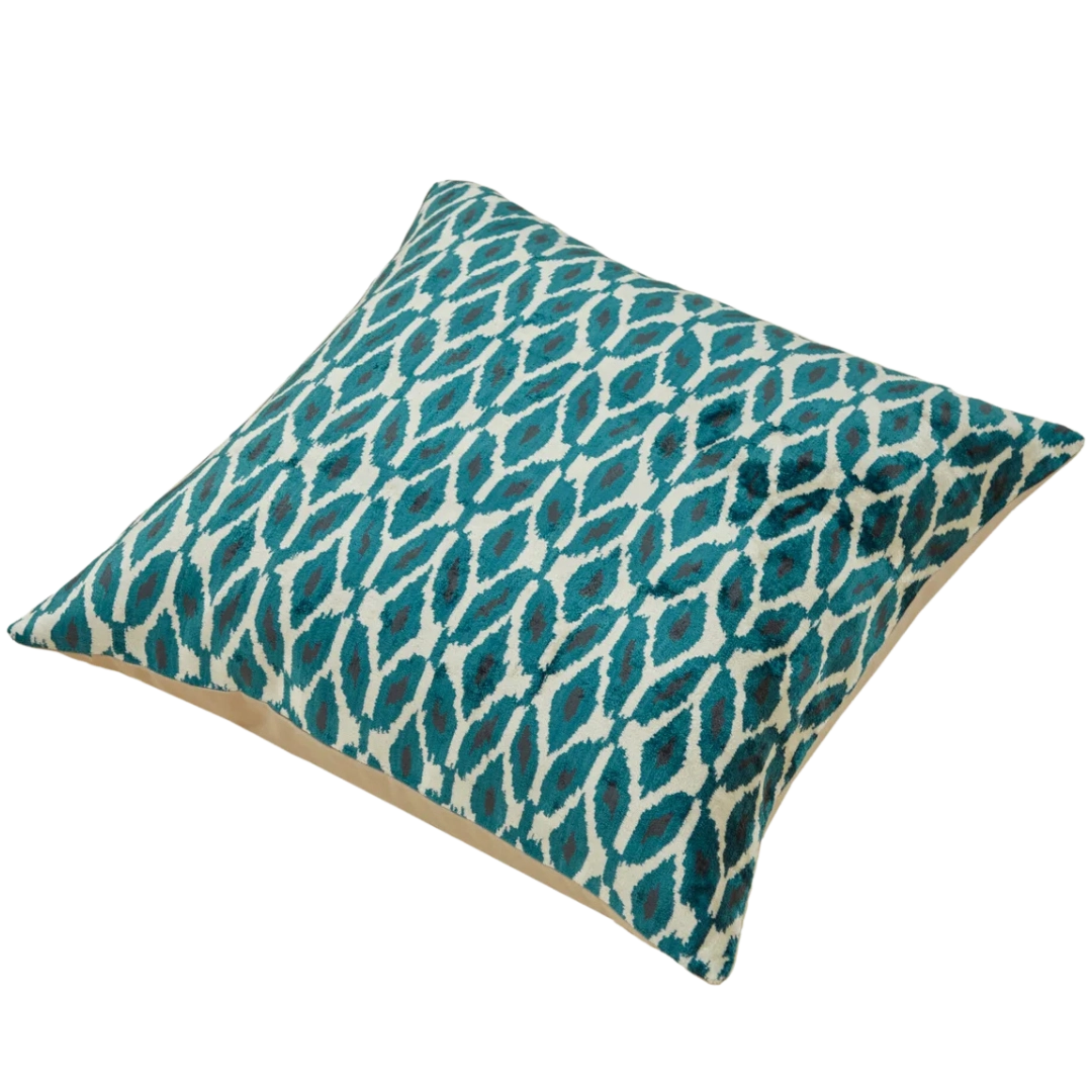22 X 22 inch blue anthracite beige multicolor pattern Silk Velvet Pillow Cover name petal
