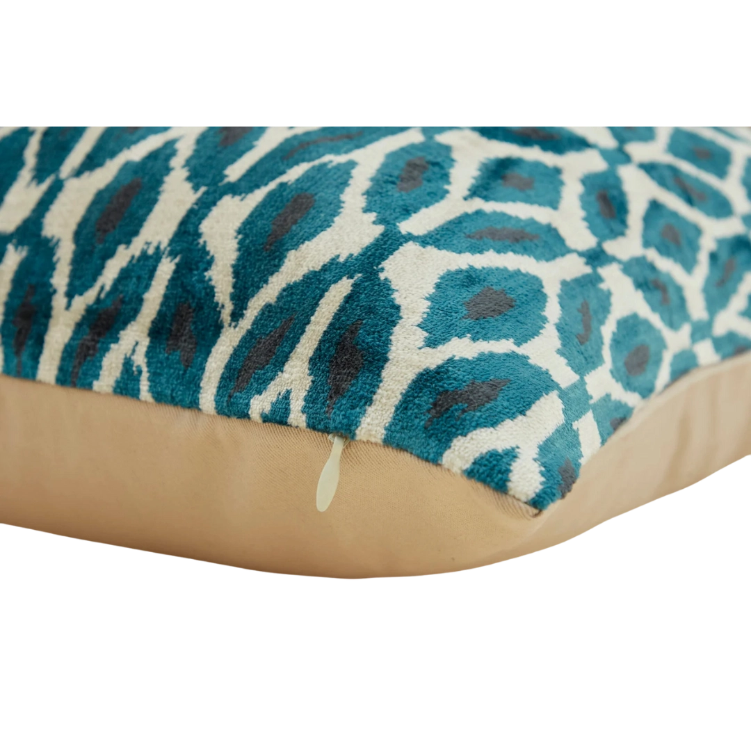 22 X 22 inch blue anthracite beige multicolor pattern Silk Velvet Pillow Cover name petal