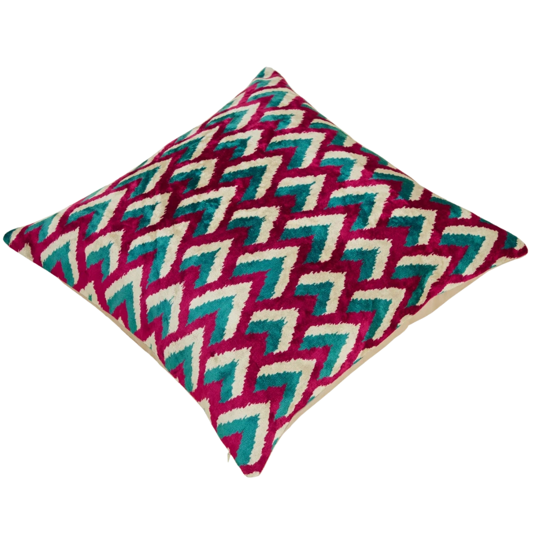 Sillk Velvet Pillow Cover Multicolor Pattern Square