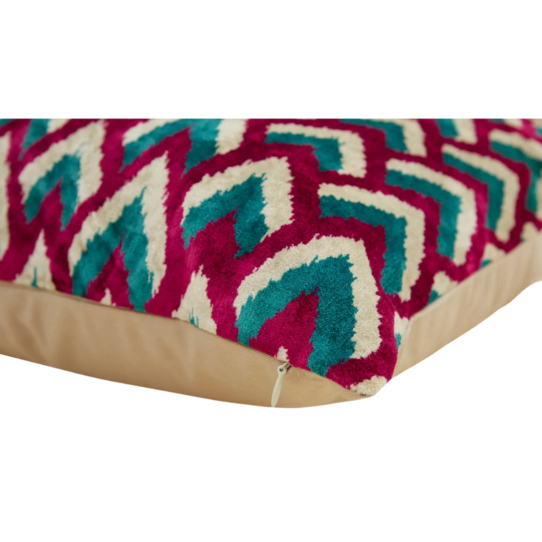 Sillk Velvet Pillow Cover Multicolor Pattern Square