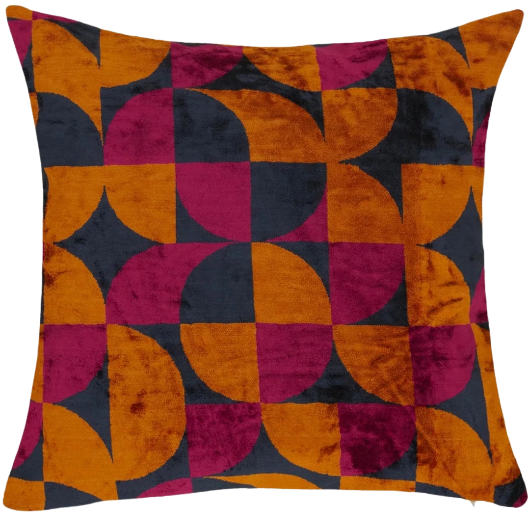 Sillk Velvet Pillow Cover Multicolor Pattern Square