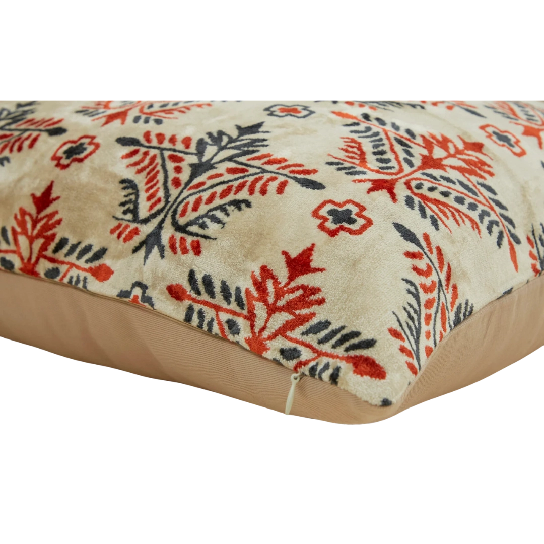 Detailed texture of silk velvet fabric in autumnal striped design
