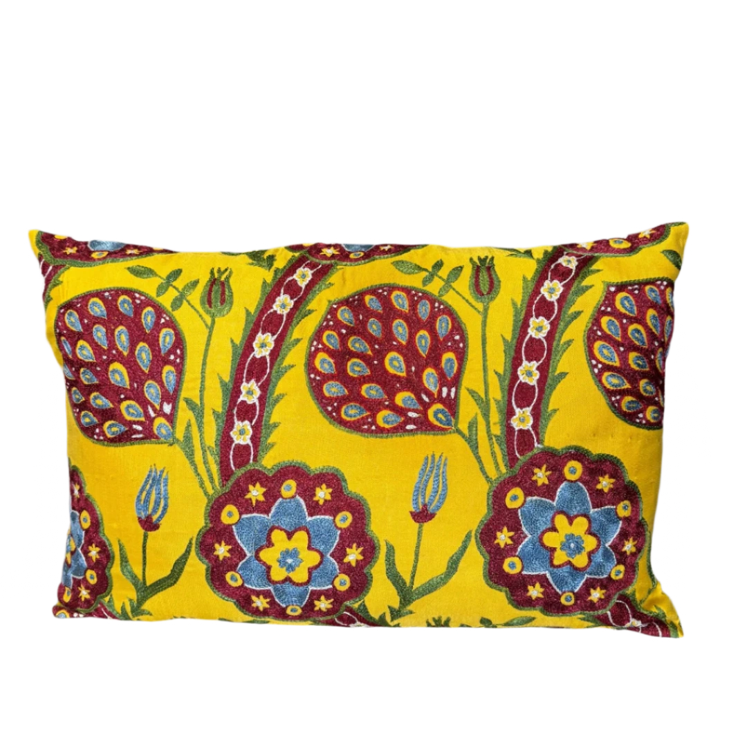 Suzani Pillow Cover | Yellow Floral
