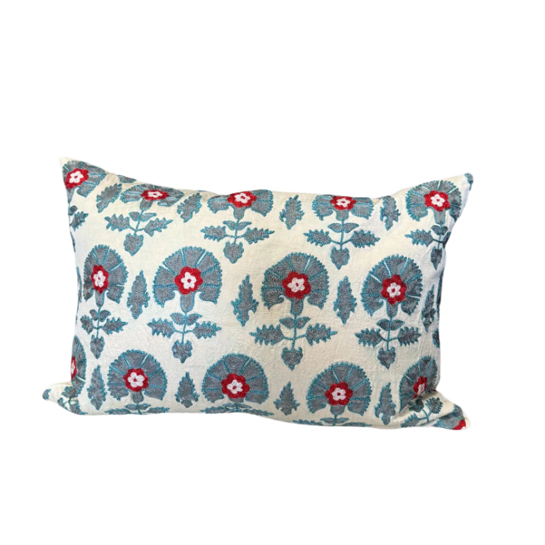 Suzani Pillow Cover | Blue Carnation