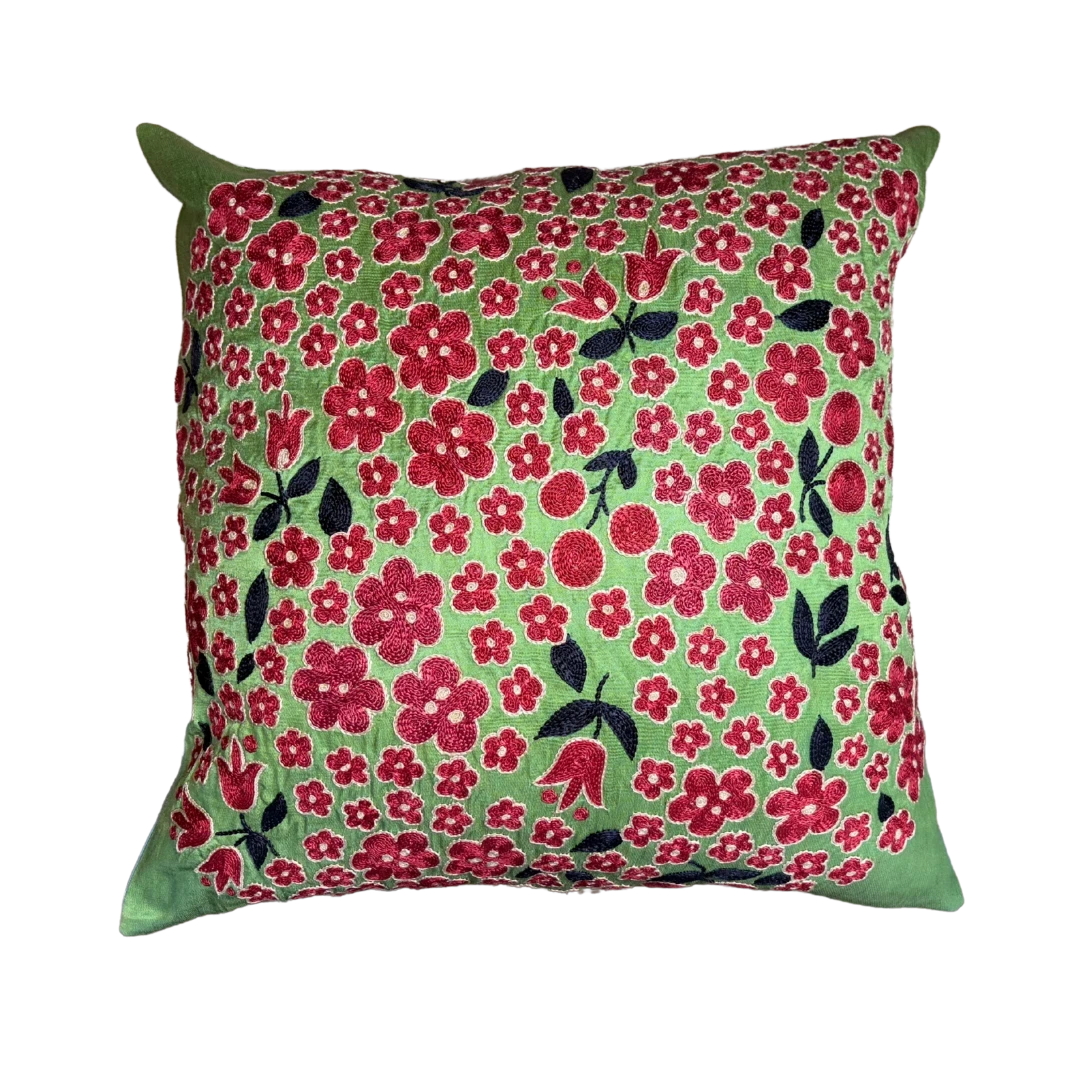 Suzani Pillow Cover | Green Tree