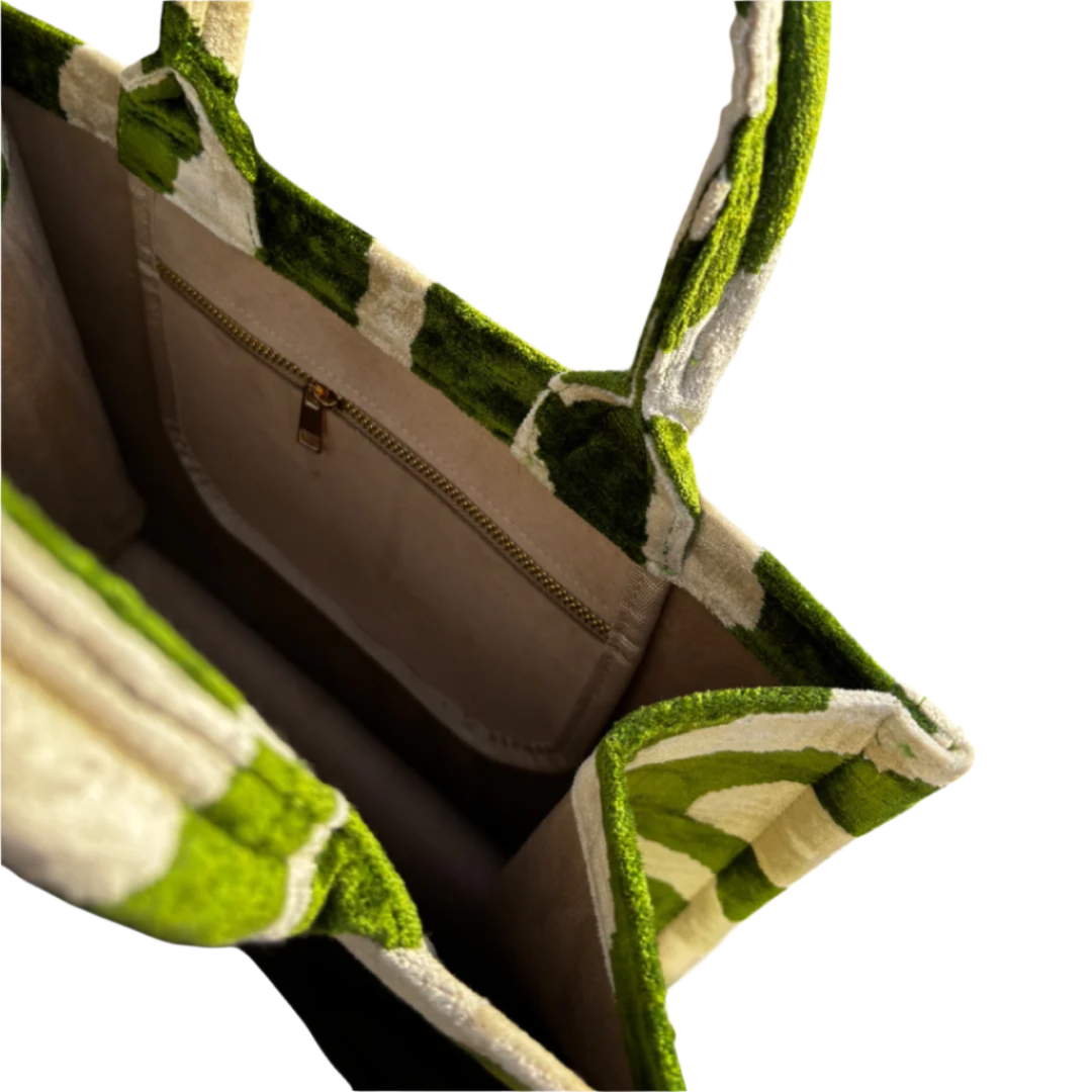 Silk Velvet Tote Bag – Classic Pattern