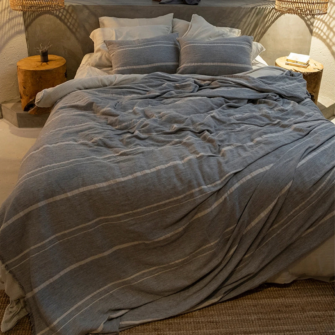 Valetta Wool Blend Throw Blanket – Grey (71" x 87")