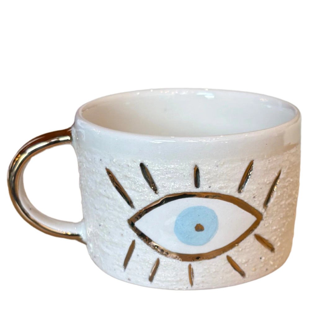 Coffee Cup | White Evil Eye 6.76 oz.