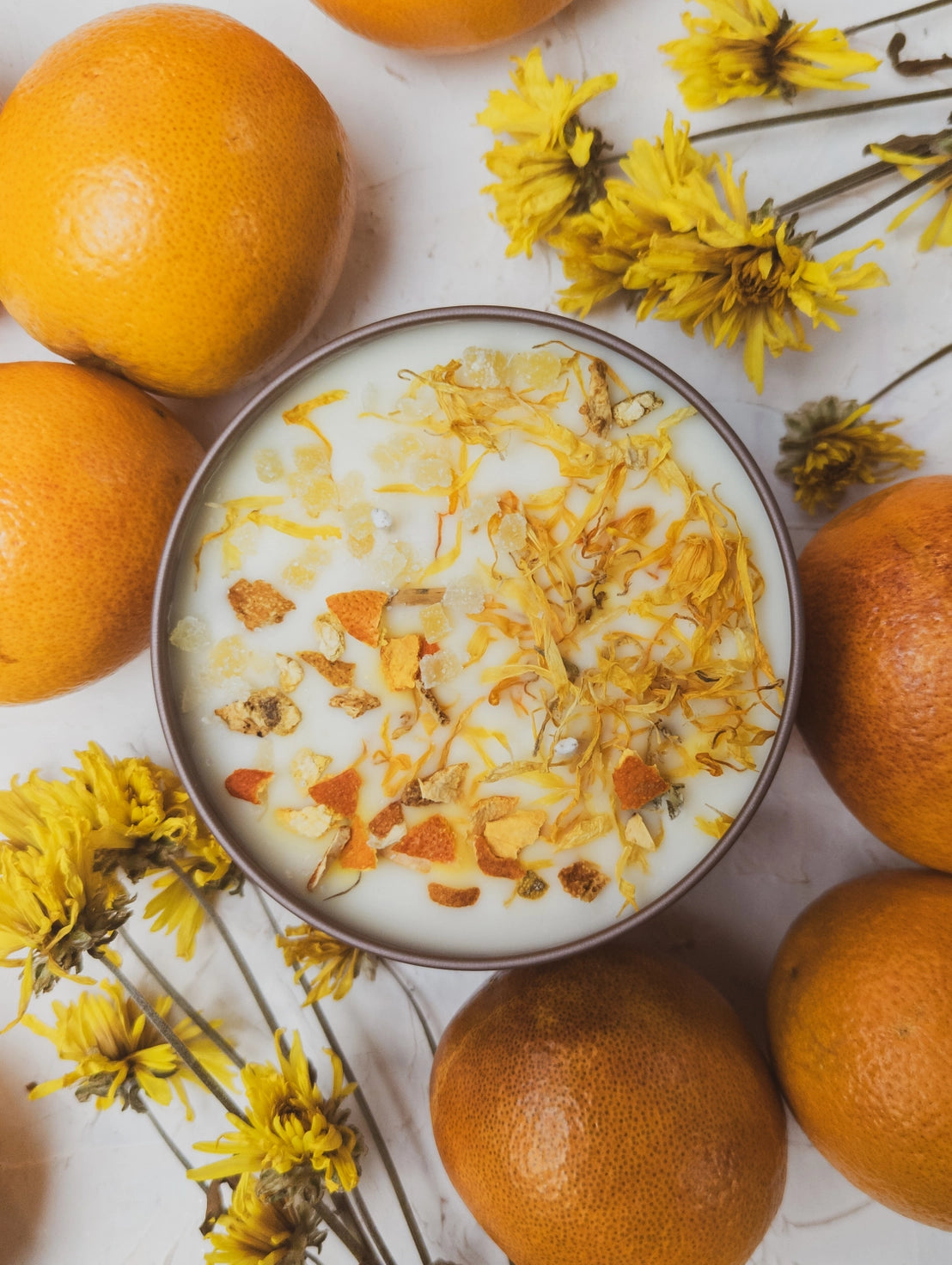 Zesty Orange Ginger Marigold Soy Tin Candle.