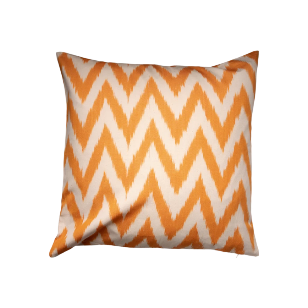 Orange ikat zigzag throw pillow cover, 20x20