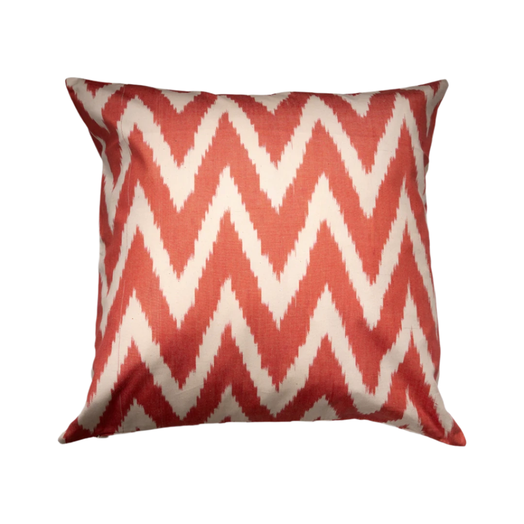 Red ikat zigzag throw pillow cover, 20x20