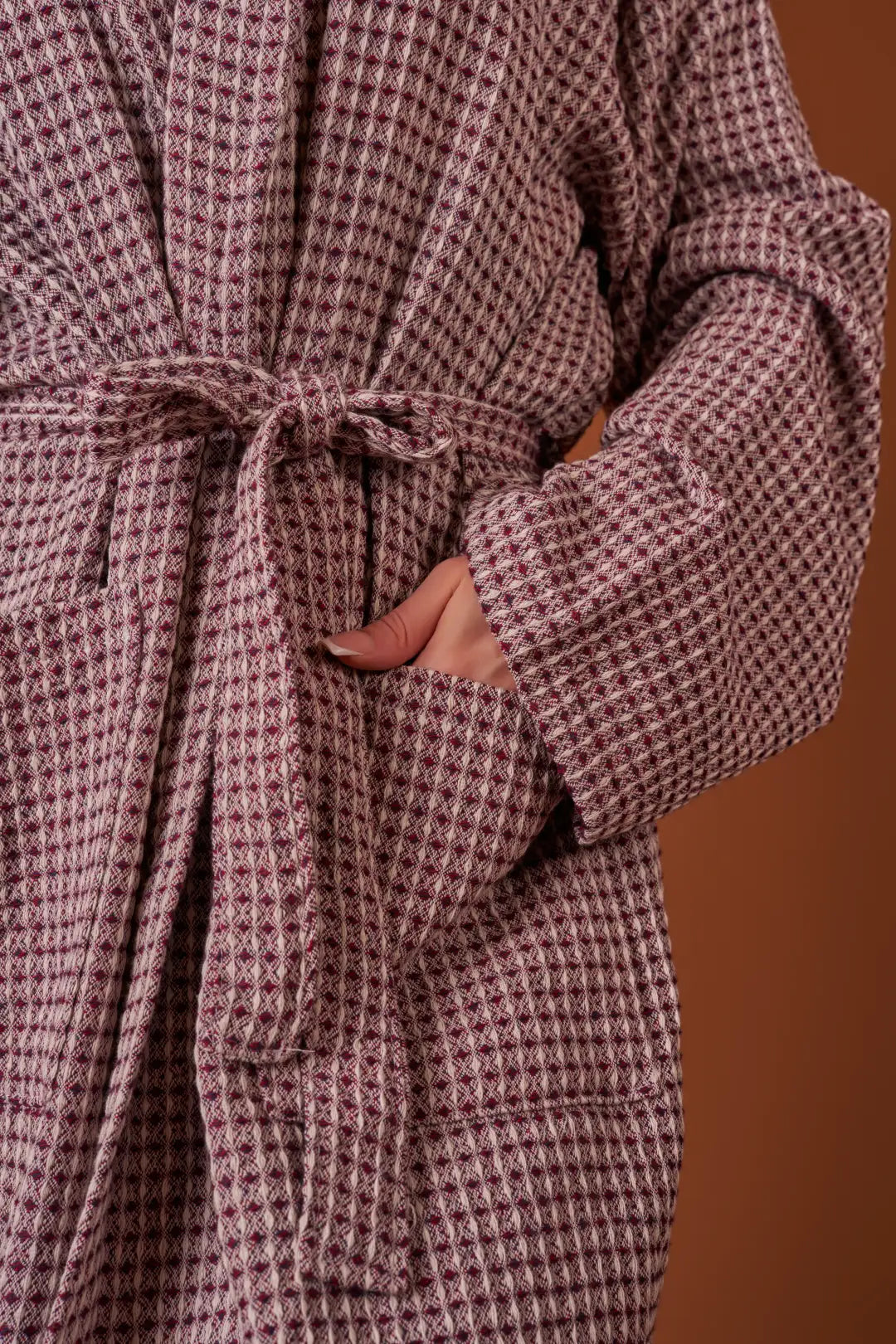 Waffle Weave Peshtemal Bathrobe | Burgundy