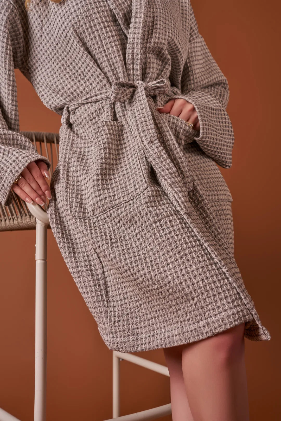Waffle Weave Peshtemal Bathrobe | Gray
