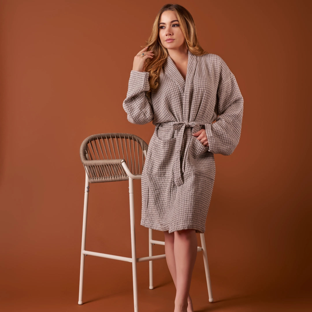 Waffle Weave Peshtemal Bathrobe | Gray