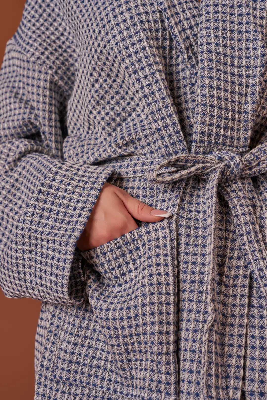 Waffle Weave Peshtemal Bathrobe | Navy