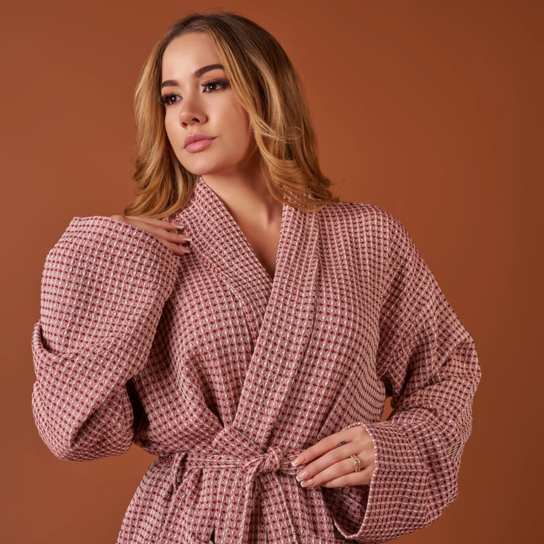 Waffle Weave Peshtemal Bathrobe | Red