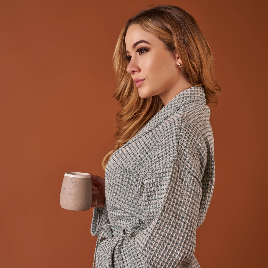 Waffle Weave Peshtemal Bathrobe | Green