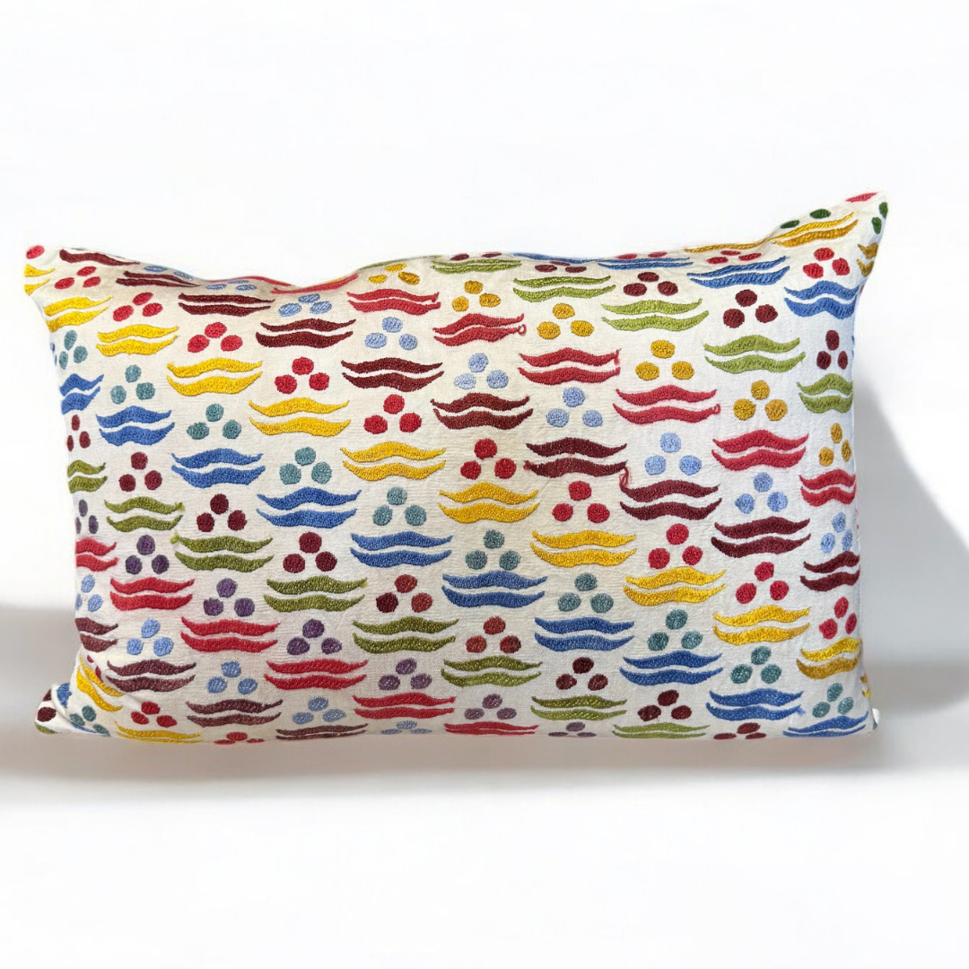 Suzani Rainbow Yellow Pillow Cover