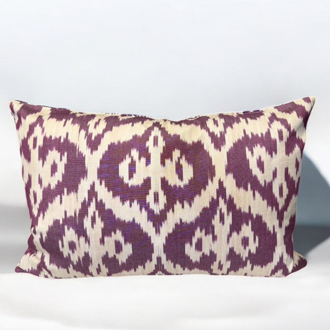 Suzani Yellow Tulip Purple Pillow Cover