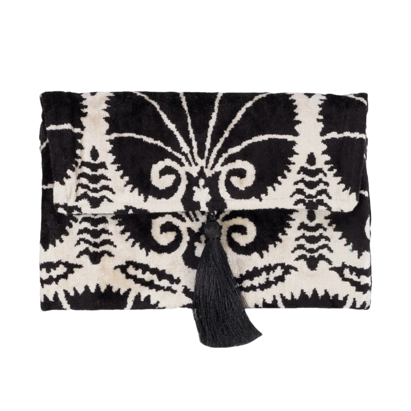 Midnight Fiori Silk Velvet Clutch | Black & Ivory