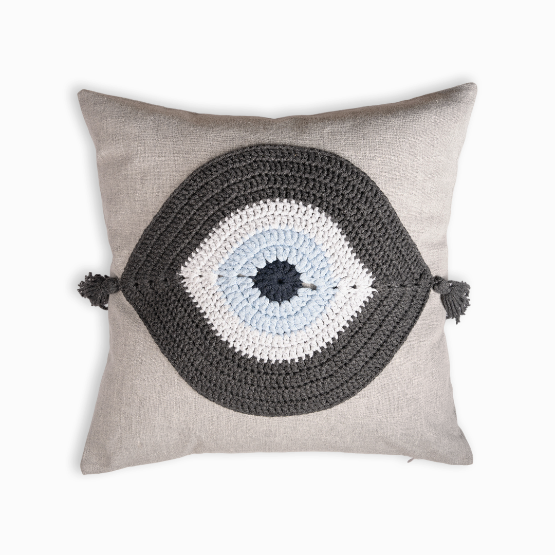 Evil Eye Pillow Cover Gray