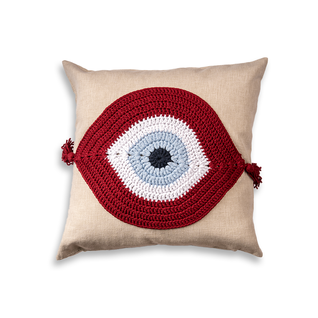 Evil Eye Pillow Cover Red