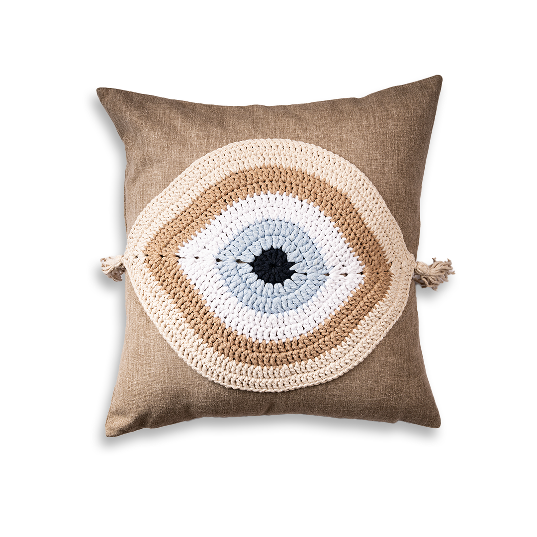 Evil Eye Pillow Cover Beige