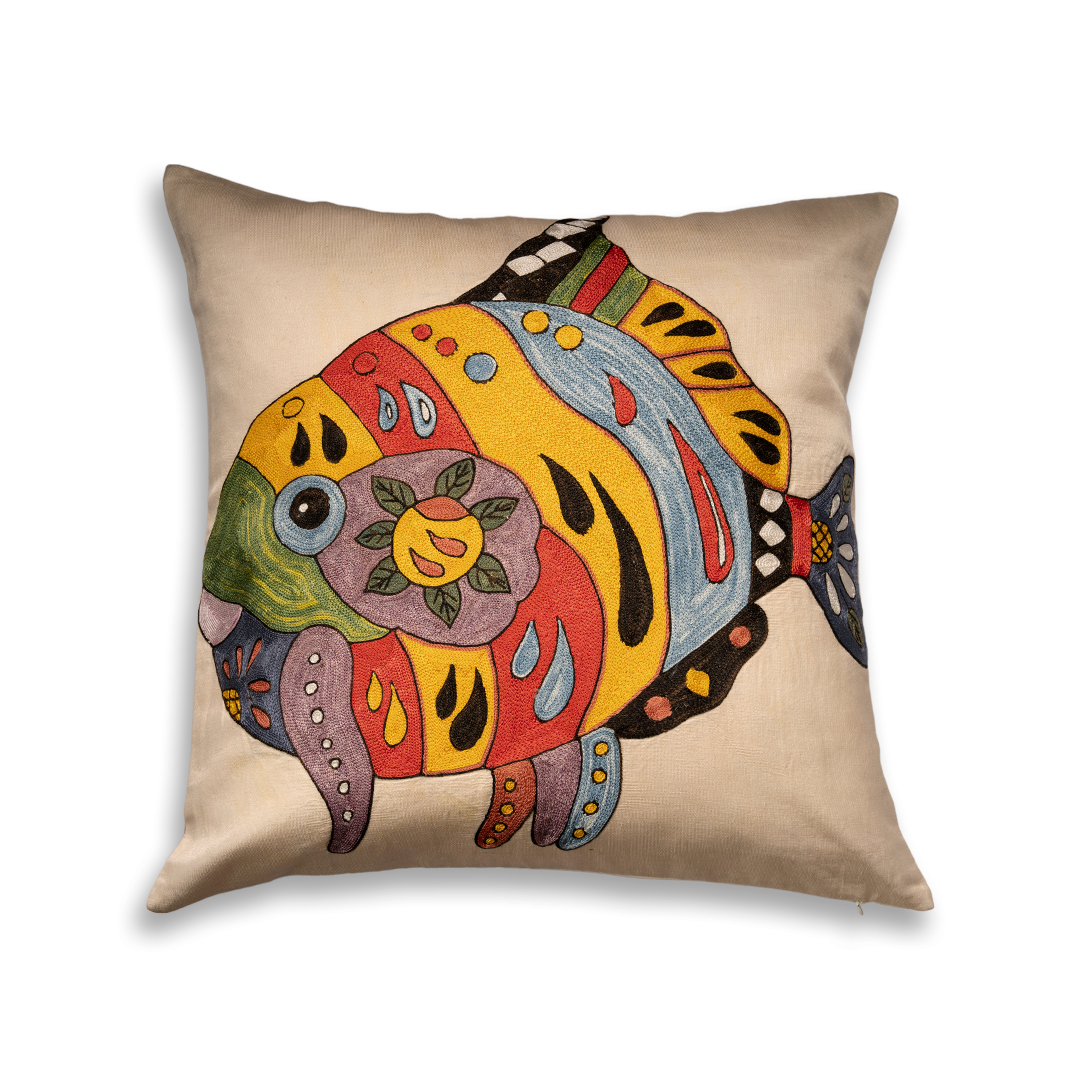 Suzani Fish Pillow Cover